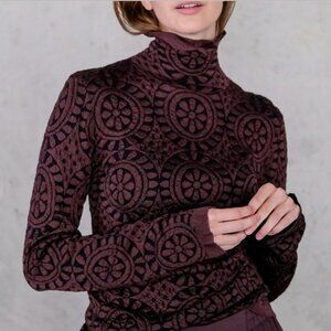 Rodebjer High Neck - Luxury Swedish Brand $285 Retail Maroon/Black Motif Design